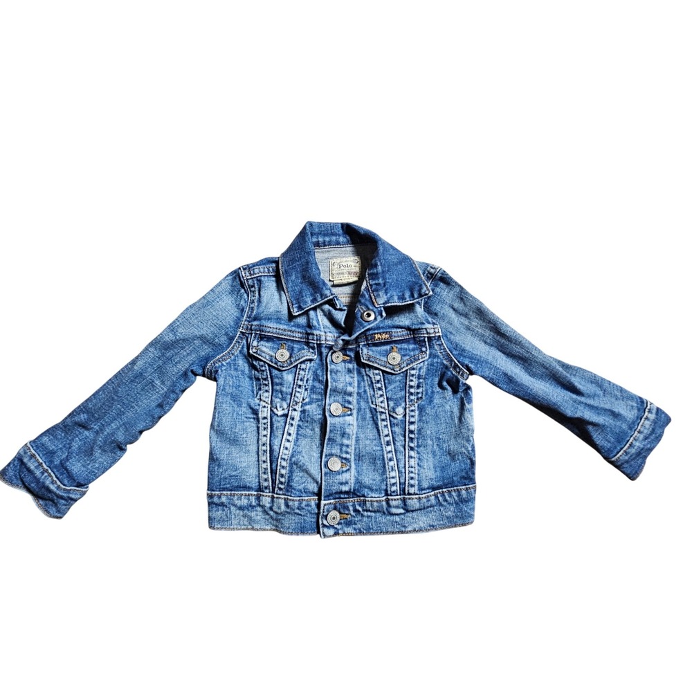 Vintage‎ Polo Ralph Lauren Denim Trucker Jacket Kids 2/2T Medium Wash Kidcore